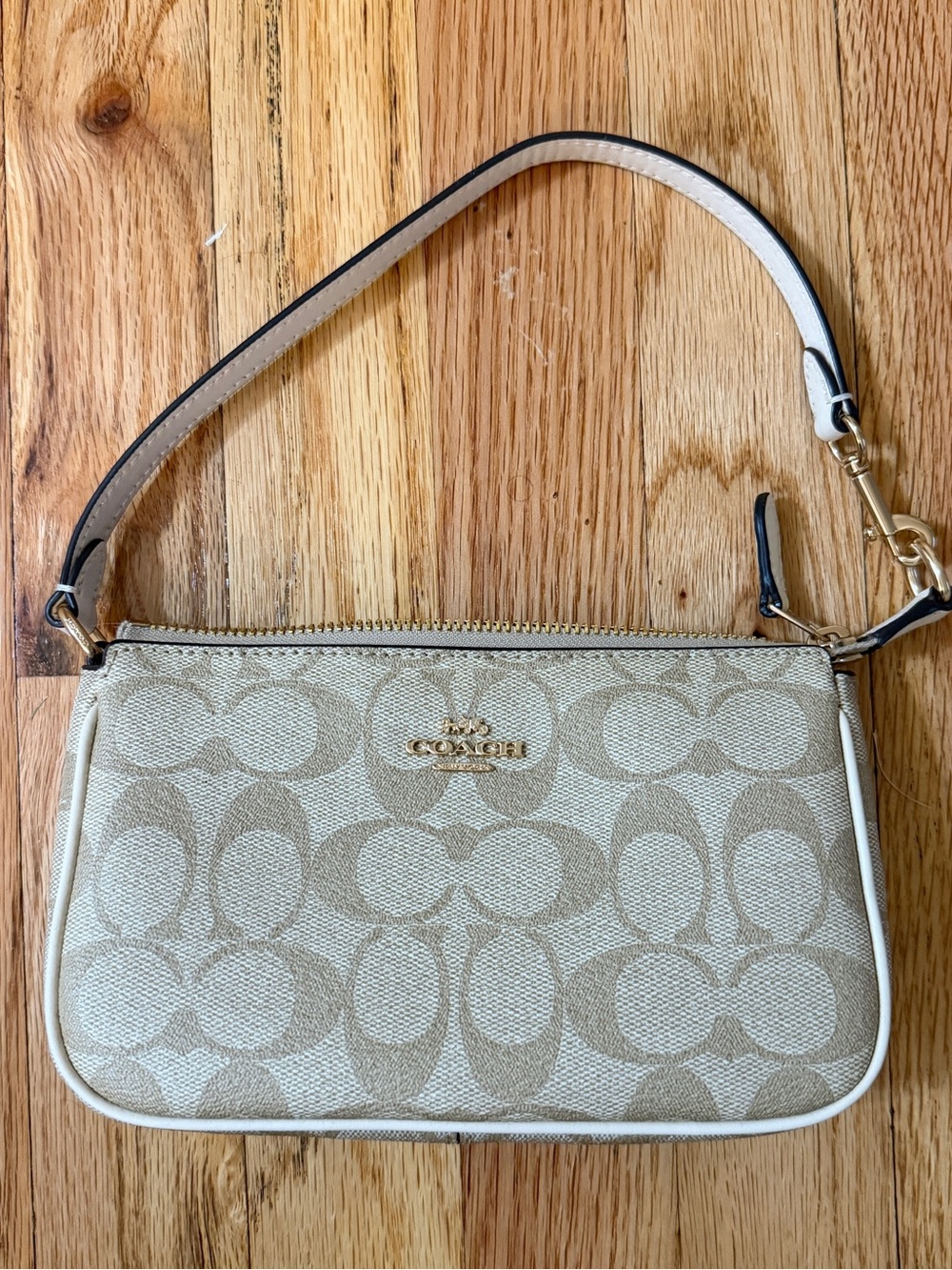 Coach Small Shoulder Bag in Khaki and Chalk